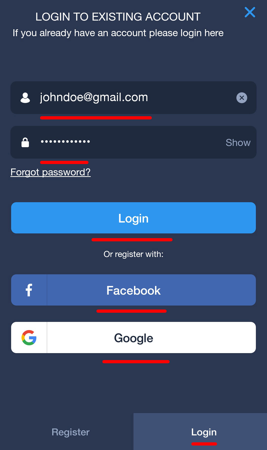 ExpertOption - Log in to account in the android app