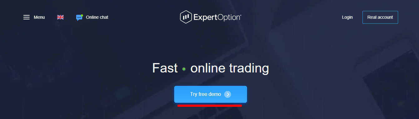 ExpertOption - Account registration